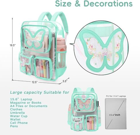Clear Backpack for Girls Women Heavy Duty Transparent Bookbag Cute Bag Large Capacity See Through Backpacks for School in Saudi Arabia