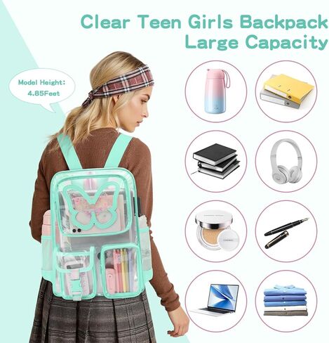 Clear Backpack for Girls Women Heavy Duty Transparent Bookbag Cute Bag Large Capacity See Through Backpacks for School in Saudi Arabia