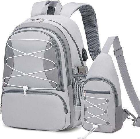 Bevalsa Backpack for Boys, School Bags for Kids with Sling Bag, Bookbag for Boys Girls Children Teens Backpacks for Elementary Middle High school Student, Bookbag Set with USB Charging Port(Black) in Kuwait