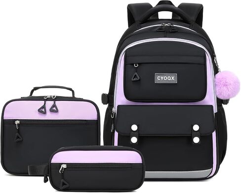 3PCS School Backpack for Girls with Lunch Box Teen Girl Backpack Set Elementary Middle High School Bag Large Cute Bookbags Kids Book Bag in Kuwait