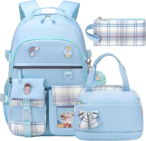Backpack for Girls 15.6 Inch Laptop School Bag Kids Elementary College 3pcs Backpacks Lunch box Pencil Case Set Bookbags for Girls Teen Women Student Pink in Kuwait