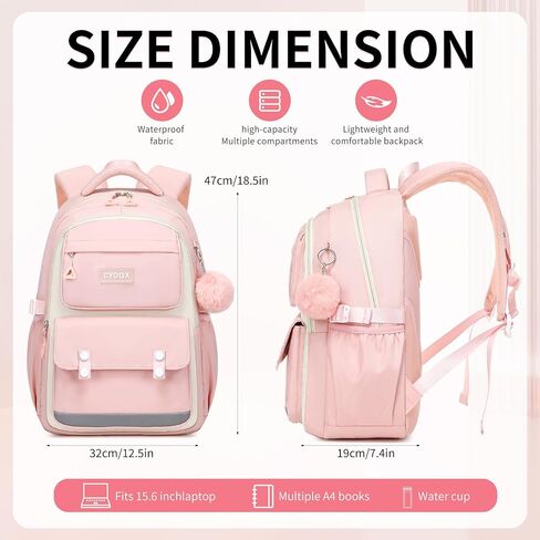 3PCS School Backpack for Girls with Lunch Box Teen Girl Backpack Set Elementary Middle High School Bag Large Cute Bookbags Kids Book Bag in Kuwait