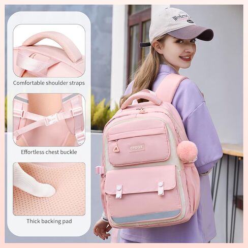 3PCS School Backpack for Girls with Lunch Box Teen Girl Backpack Set Elementary Middle High School Bag Large Cute Bookbags Kids Book Bag in Kuwait