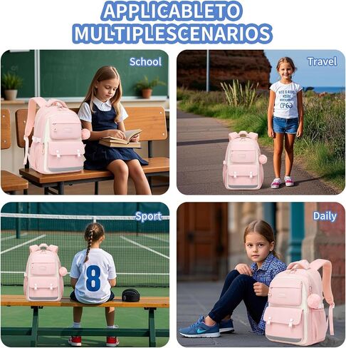 3PCS School Backpack for Girls with Lunch Box Teen Girl Backpack Set Elementary Middle High School Bag Large Cute Bookbags Kids Book Bag in Kuwait