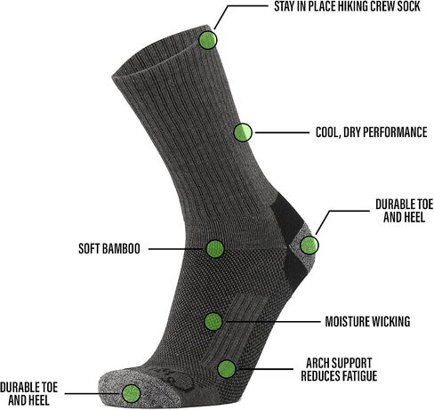 Chill Boys Viscose from Bamboo Crew Socks For Men - Moisture Wicking Mens Hiking Socks MidWeight Performance in Kuwait