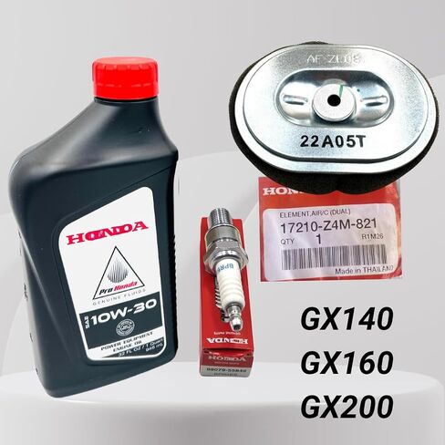 مجموعة Tune Up الأصلية لمحركات GX140 GX160 GX200 مع زيت المحرك الأصلي [08207-10W30] فلتر الهواء الأصلي [17210-Z4M-821] وسدادات الإشعال 98079-55846 [BPR5ES] in Saudi Arabia