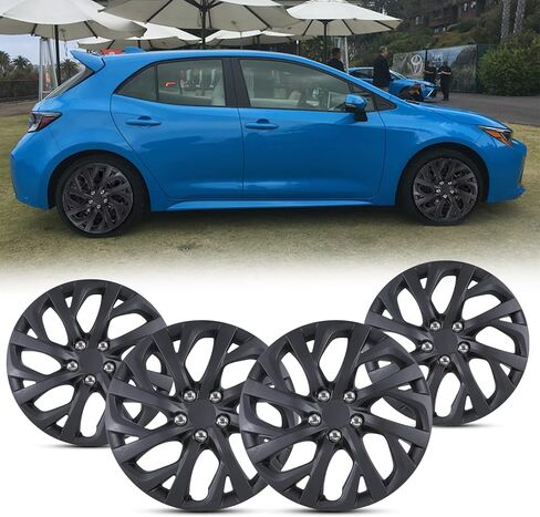 ROXX 4PCS مجموعة 16 بوصة العجلة حافة الغلاف البديل HUBCAPS استبدال تويوتا كورولا 2017-2019 (فقط مناسبة لعجلة الصلب) ، SNAP على CAR TRACK SUV HUB CAP (5111 ، Black Lacquer) in Saudi Arabia