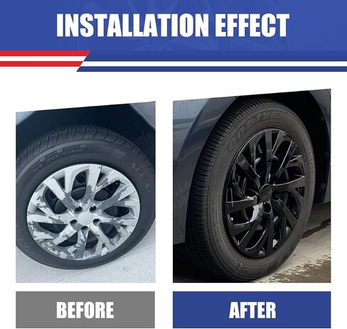 ROXX 4PCS مجموعة 16 بوصة العجلة حافة الغلاف البديل HUBCAPS استبدال تويوتا كورولا 2017-2019 (فقط مناسبة لعجلة الصلب) ، SNAP على CAR TRACK SUV HUB CAP (5111 ، Black Lacquer) in Kuwait