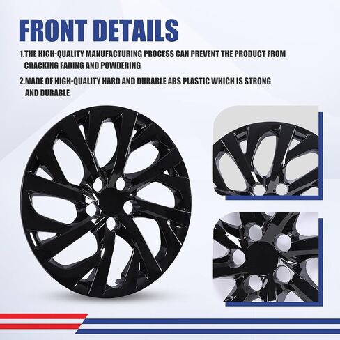 ROXX 4PCS مجموعة 16 بوصة العجلة حافة الغلاف البديل HUBCAPS استبدال تويوتا كورولا 2017-2019 (فقط مناسبة لعجلة الصلب) ، SNAP على CAR TRACK SUV HUB CAP (5111 ، Black Lacquer) in Kuwait