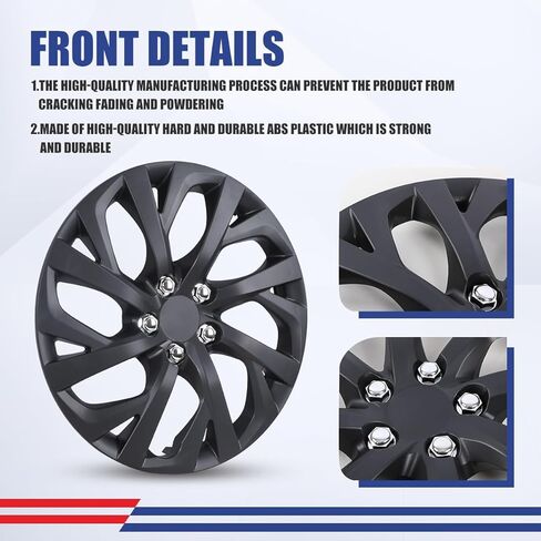 ROXX 4PCS مجموعة 16 بوصة العجلة حافة الغلاف البديل HUBCAPS استبدال تويوتا كورولا 2017-2019 (فقط مناسبة لعجلة الصلب) ، SNAP على CAR TRACK SUV HUB CAP (5111 ، Black Lacquer) in Saudi Arabia