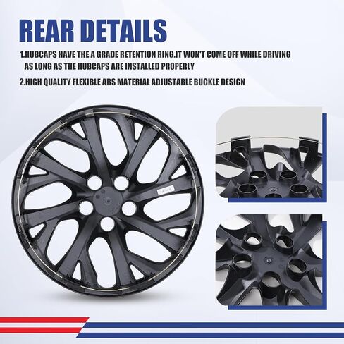 ROXX 4PCS مجموعة 16 بوصة العجلة حافة الغلاف البديل HUBCAPS استبدال تويوتا كورولا 2017-2019 (فقط مناسبة لعجلة الصلب) ، SNAP على CAR TRACK SUV HUB CAP (5111 ، Black Lacquer) in Kuwait