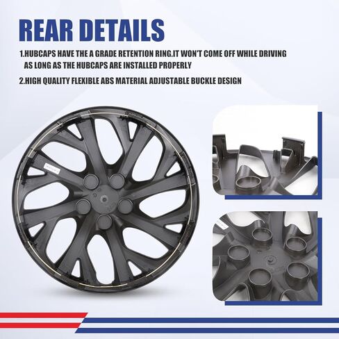 ROXX 4PCS مجموعة 16 بوصة العجلة حافة الغلاف البديل HUBCAPS استبدال تويوتا كورولا 2017-2019 (فقط مناسبة لعجلة الصلب) ، SNAP على CAR TRACK SUV HUB CAP (5111 ، Black Lacquer) in Saudi Arabia