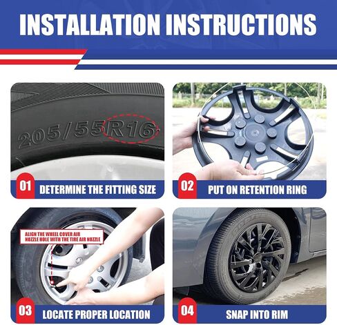 ROXX 4PCS مجموعة 16 بوصة العجلة حافة الغلاف البديل HUBCAPS استبدال تويوتا كورولا 2017-2019 (فقط مناسبة لعجلة الصلب) ، SNAP على CAR TRACK SUV HUB CAP (5111 ، Black Lacquer) in Kuwait