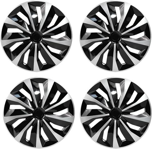 سدايا Autoparts Universal Hub Caps - TT نمط - متوافق مع إطارات وعجلات 14 بوصة شاحنة سيارة ، R14 حافة إطارات مجموعة من 4 (أسود وفضي) in Kuwait