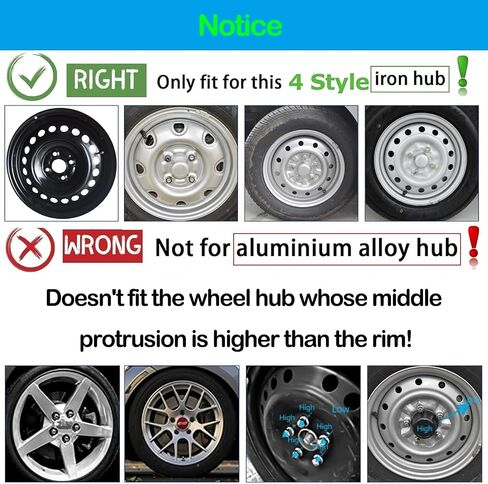 سدايا Autoparts Universal Hub Caps - TT نمط - متوافق مع إطارات وعجلات 14 بوصة شاحنة سيارة ، R14 حافة إطارات مجموعة من 4 (أسود وفضي) in Kuwait