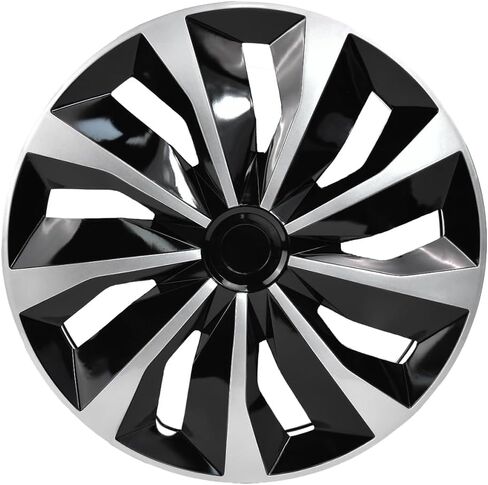 سدايا Autoparts Universal Hub Caps - TT نمط - متوافق مع إطارات وعجلات 14 بوصة شاحنة سيارة ، R14 حافة إطارات مجموعة من 4 (أسود وفضي) in Kuwait