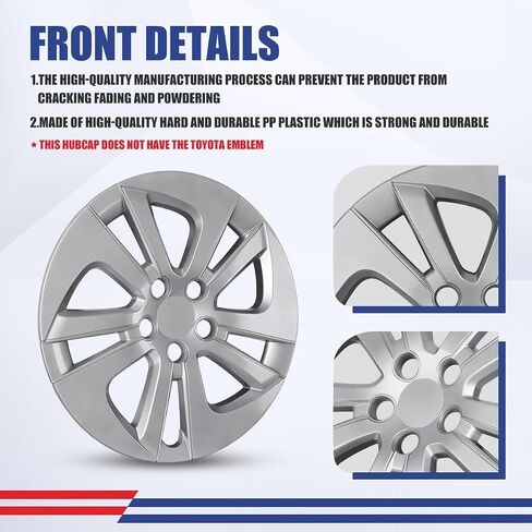 Wolfx 15 بوصة مجموعة Hubcaps مجموعة من 4 عجلة حافة الغطاء لتويوتا بريوس 2016-2022/بريوس برايم 2017-2022/كورولا هايبرد 2020-2024 (فقط مناسبة من ألومنيوم المحور) PP CAP ، in Kuwait