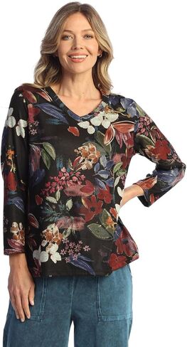 Jess & Jane Novelty Brush V-Neck Top - NB4 in Saudi Arabia