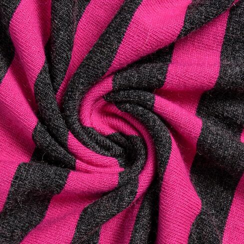 Women's Puff Long Sleeve Striped Sweaters Crewneck Ribbed Knit Pullover Sweater in Saudi Arabia