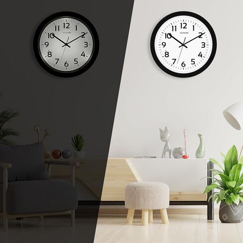 13 بوصة ليلا فاتحة الحائط بطارية صامتة تعمل على مدار الساعة الحديثة توهج في الظلام سهل القراءة على مدار الساعة الداخلية لغرفة النوم مطبخ الحمام المكتب المنزلي (أسود) in Saudi Arabia