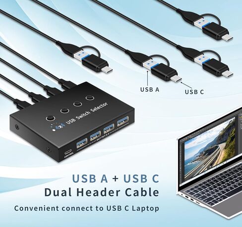 محول USB 2 مفتاح ماوس لوحة مفاتيح الكمبيوتر، مفتاح التشغيل السريع، محدد USB المتقاطع، محول USB kvm، مفتاح ماوس لوحة المفاتيح km، 3 أوضاع عمل: متقاطع (تبديل بدون أزرار)، متزامن، وضع التحديد. in Kuwait