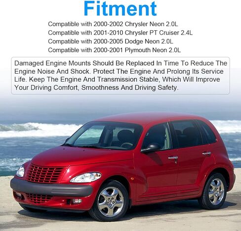 jdmon 2pcs محرك المحرك والبدء اليمين بديل لمجموعة جبل اليمين في 2001-2010 Chrysler PT Cruiser 2.4L ، Dodge Neon 2.0L 2000-2005 متوافق مع A2949 / 2949 / A2948 / 2948 / 4668193AB / 4668195AC in Saudi Arabia