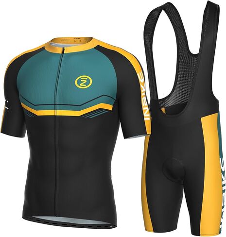 INBIKE Men's Cycling Clothing Set, Short Sleeve Cycling Jersey with 3 Rear Pockets, Cycling Bib Pants 3D Padded Breathable in Saudi Arabia