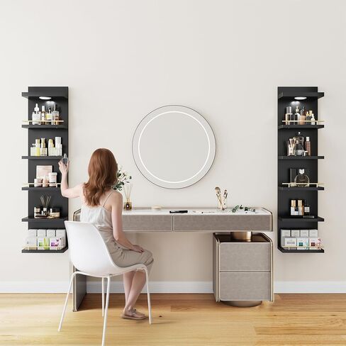 وحدة رف الجدران reibii 6 من الدرجة الأولى ، أبيض نقص الرف ، الرفوف العائمة الغرور مع ضوء LED ، عرض أرفف عائمة لغرفة النوم ، غرفة المعيشة ، المكتب in Kuwait