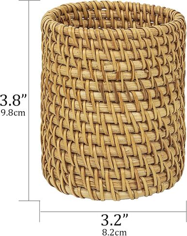 Handmade Rattan Pencil Holder, Pen Holder, Wicker Makeup Brush Holder, Makeup Holder, Pencil Cup, Desk Cup Holder, Toothbrush Cup for Small Items, Office & Home Desktop Organizer in Kuwait
