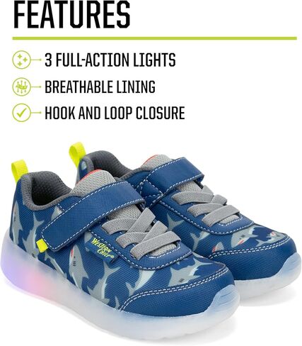 Western Chief Kids Lighted Flash Feet Sneakers-أحذية شبكية قابلة للتنفس مع الأضواء الوامضة ، حزام قابل للتعديل ، ونعل خارجي مقاوم للانزلاق للفتيان والبنات النشطين in Saudi Arabia