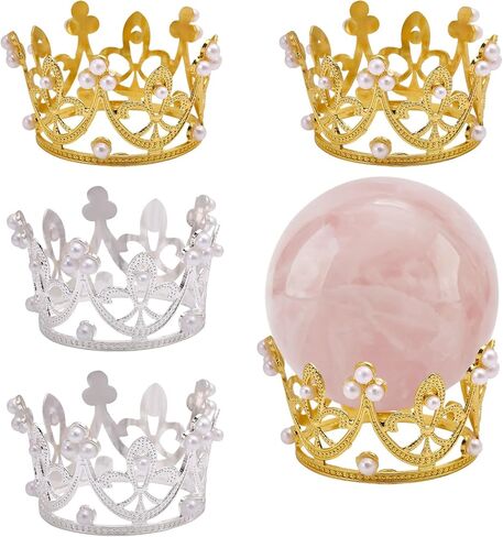 4Pcs Crystal Ball Display Stands Alloy Crown Rock Display Holder Sliver Gold Crystal Sphere Base Ideal for Abalone Shell Gemstone Balls Mineral Geode Home Decor in Saudi Arabia