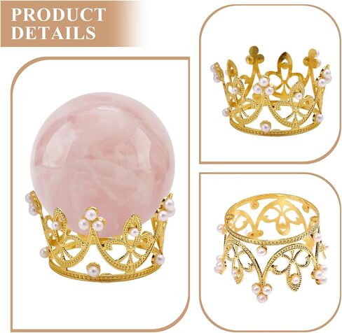 4Pcs Crystal Ball Display Stands Alloy Crown Rock Display Holder Sliver Gold Crystal Sphere Base Ideal for Abalone Shell Gemstone Balls Mineral Geode Home Decor in Saudi Arabia