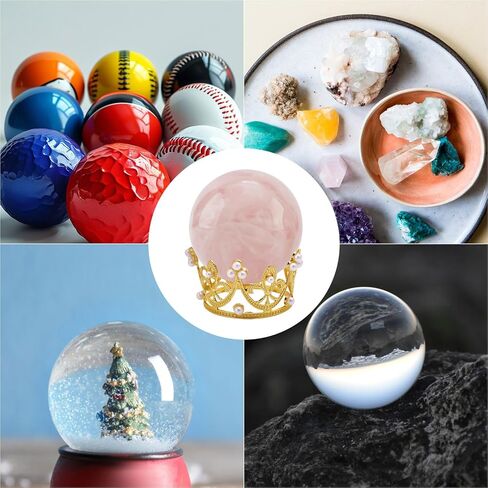 4Pcs Crystal Ball Display Stands Alloy Crown Rock Display Holder Sliver Gold Crystal Sphere Base Ideal for Abalone Shell Gemstone Balls Mineral Geode Home Decor in Saudi Arabia