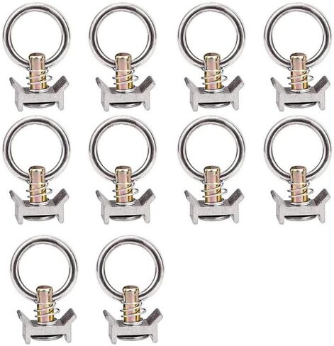 10x L Track Single Stud Fitting With Round Ring Tie Down Anchors For Motorcycle Trailer Aluminum Cargo Control(Black 10pcs) in Saudi Arabia