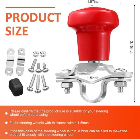 Tallew 3 Pcs Steering Wheel Spinner Knob Handle Suicide Handle Heavy Equipment Universal Spinner Knob for Tractor and More Trucks Boats Vehicles Car SUV in Saudi Arabia