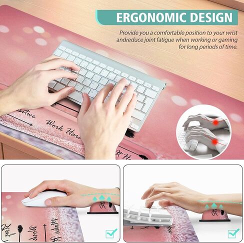 مجموعة لوحة ماوس لوحة المفاتيح، لوحة ماوس كبيرة للألعاب + مسند معصم لوحة المفاتيح + مسند معصم الماوس + قاعدة، دعم المعصم للوحة ماوس الكمبيوتر للكمبيوتر المحمول المكتبي. (35.4 بوصة × 15.7 بوصة) سجادة مكتب ممتدة (زهرية) in Kuwait