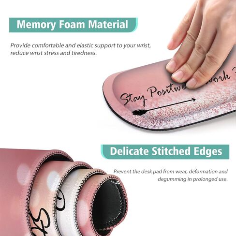 مجموعة لوحة ماوس لوحة المفاتيح، لوحة ماوس كبيرة للألعاب + مسند معصم لوحة المفاتيح + مسند معصم الماوس + قاعدة، دعم المعصم للوحة ماوس الكمبيوتر للكمبيوتر المحمول المكتبي. (35.4 بوصة × 15.7 بوصة) سجادة مكتب ممتدة (زهرية) in Kuwait