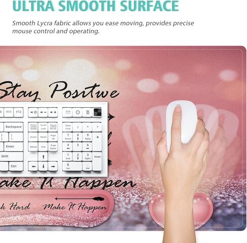 مجموعة لوحة ماوس لوحة المفاتيح، لوحة ماوس كبيرة للألعاب + مسند معصم لوحة المفاتيح + مسند معصم الماوس + قاعدة، دعم المعصم للوحة ماوس الكمبيوتر للكمبيوتر المحمول المكتبي. (35.4 بوصة × 15.7 بوصة) سجادة مكتب ممتدة (زهرية) in Kuwait