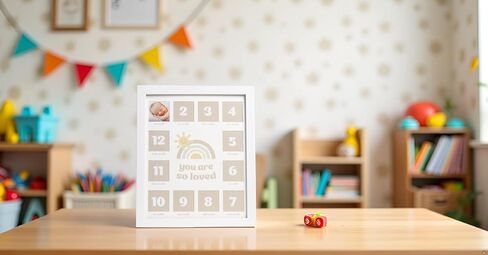 Kate & Milo My First Year Photo Frame, Baby Milestone Picture Frame, Newborn Keepsake, Elephant Nursery Décor, Baby Girl and Baby Boy Gift, Little Blessing, White in Kuwait