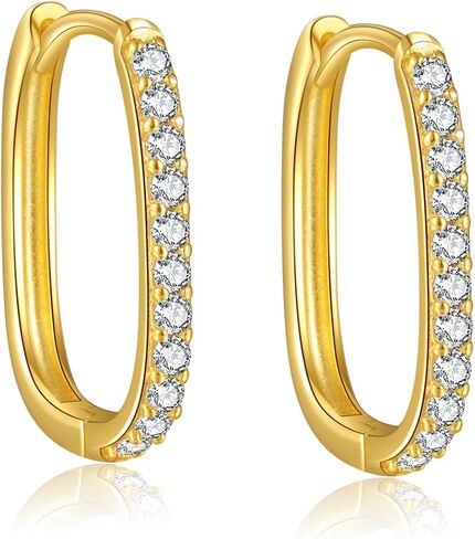 925 sterling الفضة الفضية hypoallergenic Zirconia Zirconia أقراط - عصرية هندسية التصميم المستطيل للنساء والرجال in Kuwait