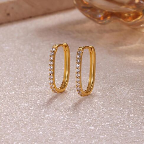 925 sterling الفضة الفضية hypoallergenic Zirconia Zirconia أقراط - عصرية هندسية التصميم المستطيل للنساء والرجال in Kuwait