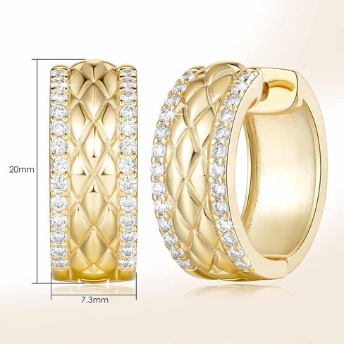 Cossa 14K Gold Hoop Earrings for Women Elegant Thick Gold Hoop Earrings Cubic Zirconia Encrusted Mesh Huggie Hoops Earring for Women 20mm in Kuwait
