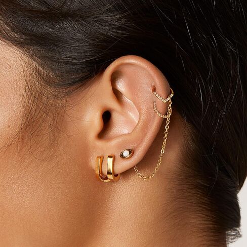 أقراط Hypoallergenic | Titanium mini TrendSetter Hoops | التيتانيوم الفضة أقراط الأقطاب | الأطواق الفضية للنساء ، الأذنين الحساسة ، مجموعة حرك المرأة العصرية in Kuwait
