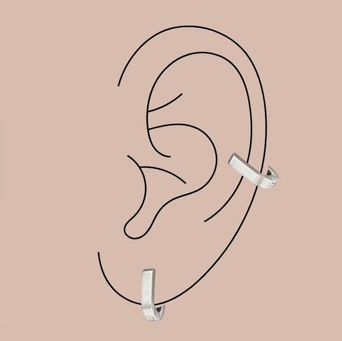 أقراط Hypoallergenic | Titanium mini TrendSetter Hoops | التيتانيوم الفضة أقراط الأقطاب | الأطواق الفضية للنساء ، الأذنين الحساسة ، مجموعة حرك المرأة العصرية in Kuwait
