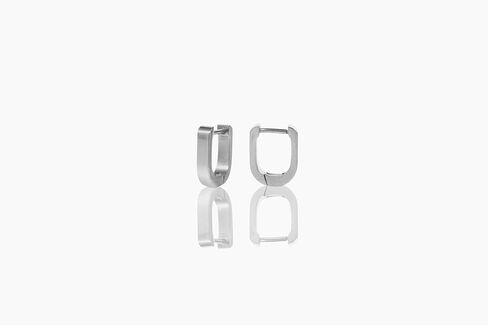 أقراط Hypoallergenic | Titanium mini TrendSetter Hoops | التيتانيوم الفضة أقراط الأقطاب | الأطواق الفضية للنساء ، الأذنين الحساسة ، مجموعة حرك المرأة العصرية in Kuwait
