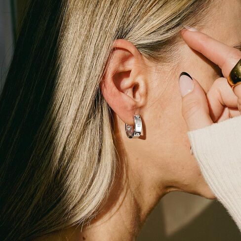 D Color VVS1 Clarity Moissanite Hoop Earrings for Women 14K Gold Plated 925 Sterling Silver Hoops Earring Hypoallergenic Small Moissanite Earrings Birthday Gift for Her in Saudi Arabia