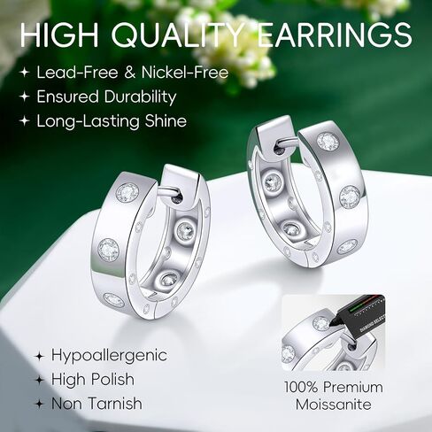 D Color VVS1 Clarity Moissanite Hoop Earrings for Women 14K Gold Plated 925 Sterling Silver Hoops Earring Hypoallergenic Small Moissanite Earrings Birthday Gift for Her in Saudi Arabia