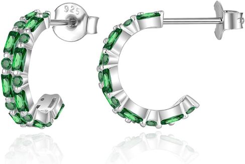 Half Hoop Earrings for Women 925 Sterling Silver Cut Cubic Zirconia Small Open Mini Hoop Earrings in Saudi Arabia
