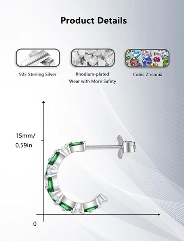 Half Hoop Earrings for Women 925 Sterling Silver Cut Cubic Zirconia Small Open Mini Hoop Earrings in Saudi Arabia