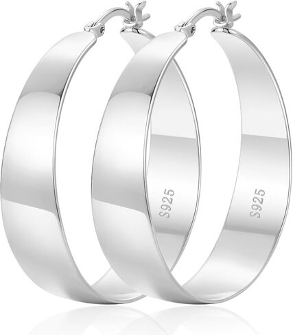 10MM Wide Thick Gold Hoop Earrings for Women Hypoallergenic 925 Sterling Silver Large Hoop Lightweight Chunky Hoops Earring for Women Jewelry Gifts in Kuwait
